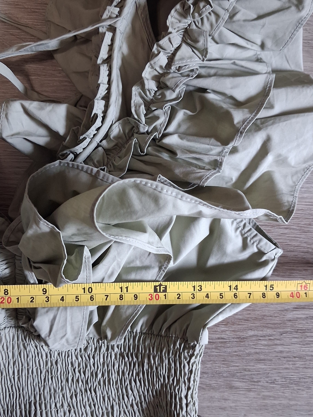 Ruffled V-Neck Tiered Maxi Dress in Sage Green - Picture 9 of 10
